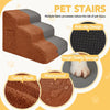 Teddy Velvet Dog Stairs – Waterproof, Non-Slip Pet Ramp with 33D Foam Support & Soft Fleece Cover for Older, Injured & Short-Legged Dogs Pet Removable Step Machine Washable