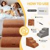 Teddy Velvet Dog Stairs – Waterproof, Non-Slip Pet Ramp with 33D Foam Support & Soft Fleece Cover for Older, Injured & Short-Legged Dogs Pet Removable Step Machine Washable