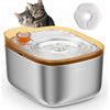 Apetdola Cat Water Fountain Stainless Steel 4.5L/158Oz Wired Cat Water Dispenser Indoor Quiet Pump Colorful Water Level Float