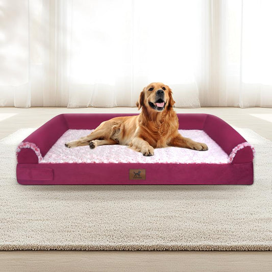 Extra Large Orthopedic Memory Foam Dog Bed Waterproof Bolster Couch with Removable & Washable Cover for Large Dogs