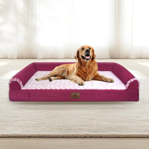 Extra Large Orthopedic Memory Foam Dog Bed Waterproof Bolster Couch with Removable & Washable Cover for Large Dogs