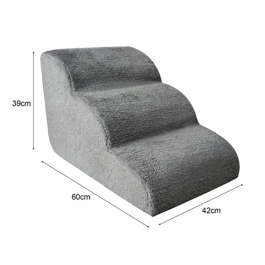 Non-Slip 3-Tier Dog Ramp Stairs with Washable Steps
