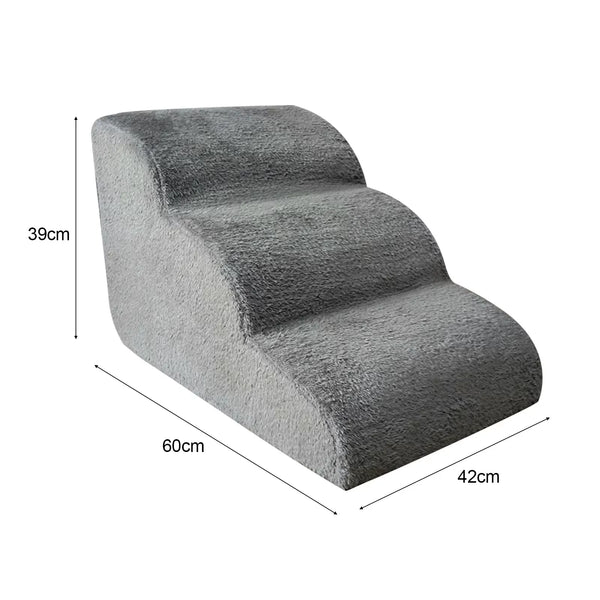 Non-Slip 3-Tier Dog Ramp Stairs with Washable Steps