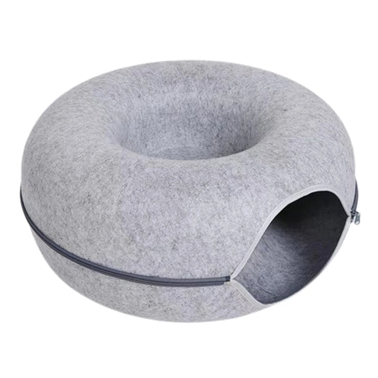 Interactive round Cat Tunnel Donut Nest Felt Kittens Bed House Scratcher Sleeping Cushion Pet Toy for Cats