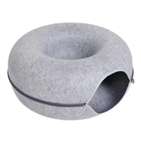 Interactive Round Cat Tunnel Donut Nest  Felt Cat Bed & Scratcher