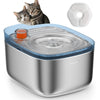 Apetdola Cat Water Fountain Stainless Steel 4.5L/158Oz Wired Cat Water Dispenser Indoor Quiet Pump Colorful Water Level Float