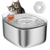 Apetdola Cat Water Fountain Stainless Steel 4.5L/158Oz Wired Cat Water Dispenser Indoor Quiet Pump Colorful Water Level Float