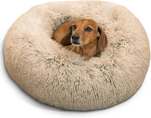 Calming Donut Dog & Cat Bed – Taupe (23"x23")